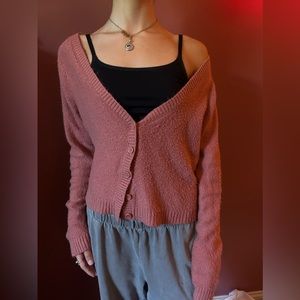 American Eagle Mauve button up sweater, Size L